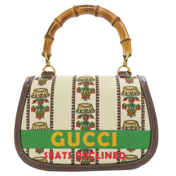 Gucci 681173 Bamboo Bag 100Th Anniversary Model Handbag Canvas