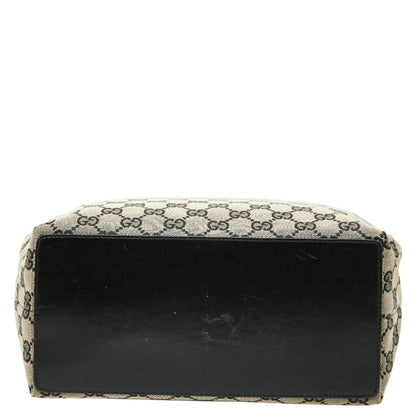 Gucci Gg Canvas Tote Bag Handbag 002 1098 Beige Black Leather