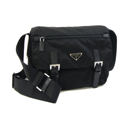 Prada Shoulder Bag Black Nylon Leather Crossbody