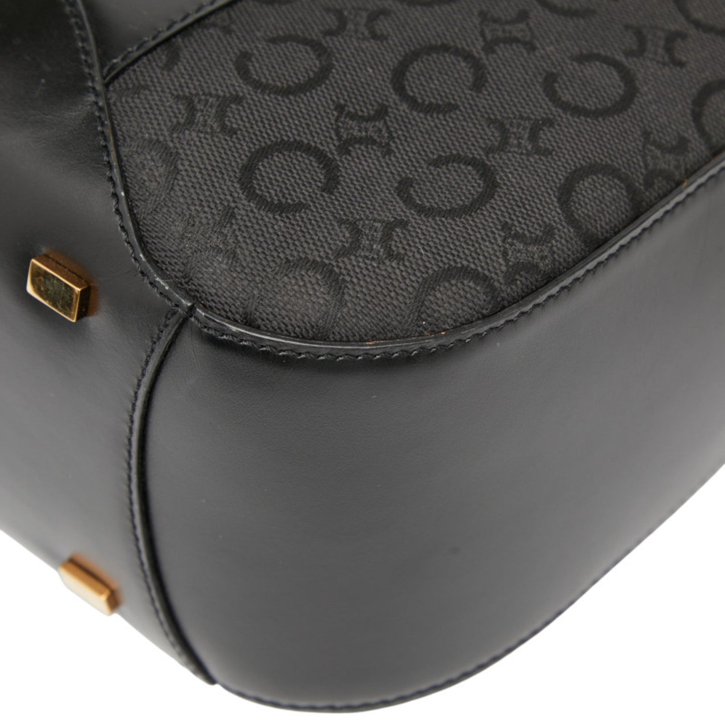 Celine C Macadam Handbag Tote Bag In Black Canvas