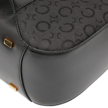 Celine C Macadam Handbag Tote Bag In Black Canvas