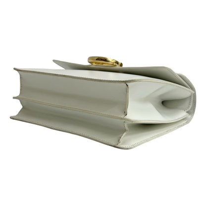 Celine Logo Gold Calf Leather Handbag Mini Tote Bag White 15154