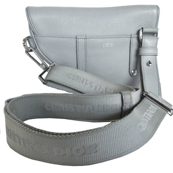 Christian Dior Dior Body Bag Saddle Leather Light Gray Silver