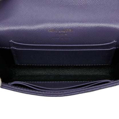 Saint Laurent Ysl Envelope Business Card Case 651026 Purple Leather