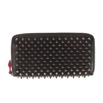 Christian Louboutin Spiked Calf Leather Long Wallet (Panettone Wallet Calf P/Spikes 1165065) Black