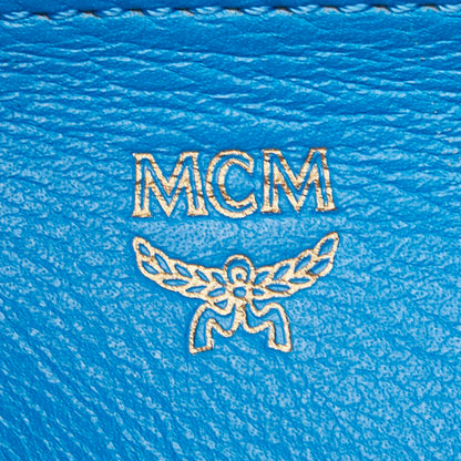 Mcm Visetos Studded Backpack Light Blue Leather