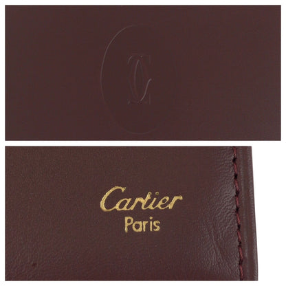 Cartier Must Line Wine Red Bordeaux Gold Hardware Leather Card Case/Business Holder