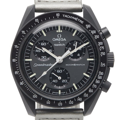 Omega X Swatch Moonswatch Mission To Mercury Watch So33A100 Quartz Movement Gray Dial Ceramic Nylon