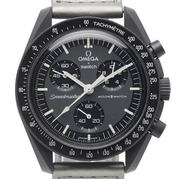 Omega X Swatch Moonswatch Mission To Mercury Watch So33A100 Quartz Movement Gray Dial Ceramic Nylon