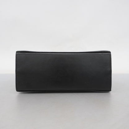 Salvatore Ferragamo Gancini Leather Handbag In Black