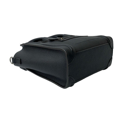 Celine Luggage Nano Shopper Leather Handbag/Shoulder Bag In Black