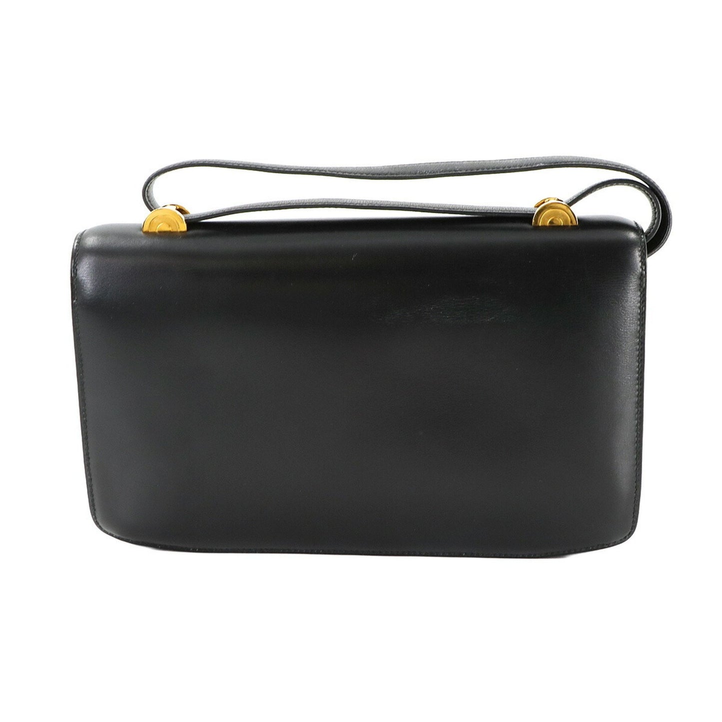 Hermes Herms Shoulder Bag In Box Calf Leather With A Black "G" Stamp And Gold Hardware