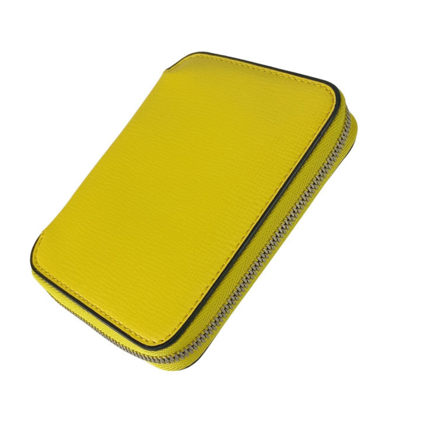 Valextra Zip-Around Card Holder V8L34 In Yellow Grained Calfskin For Men And Women