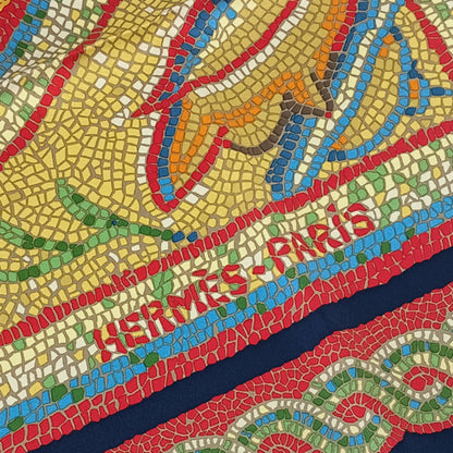 Hermes Scarf/Muffler Carr 90 Sous Le Cedre Multicolor Silk