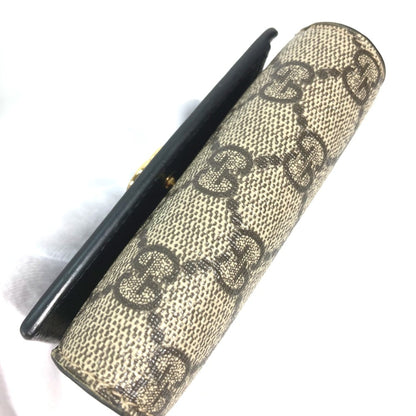 Gucci 598587 Gg Supreme Compact Wallet Folded Wallet Beige Black
