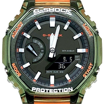 G-Shock Casio Ga-2100Hc-4A Hidden Coast Series Octagonal Case Casio Oak Green And Orange Skeleton
