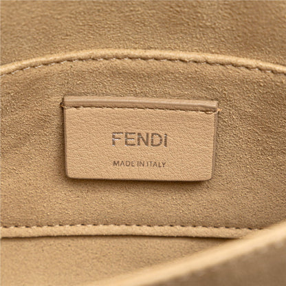 Fendi Canai Mini Ribbon Chain Shoulder Bag Handbag 8Mo381 Light Blue Silver Leather