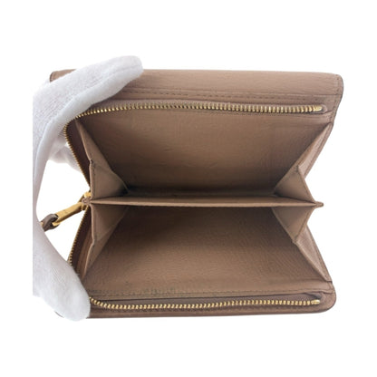Miu Miu Miu Ribbon Pink Gold Hardware Leather Folding Wallet Compact