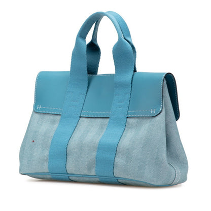 Hermes Herms Valparaiso Pm Handbag In Blue Jean Toile Chevron Leather