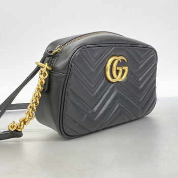Gucci Gg Marmont Shoulder Bag 447632 Leather Black