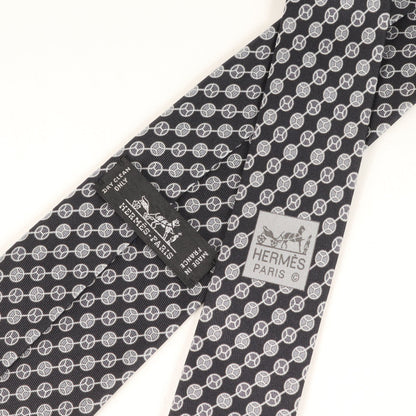 Hermes H Dot Silk Tie 5784 Ha Black