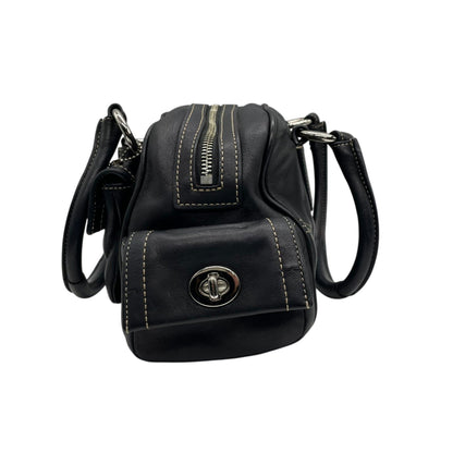 Coach Soho Boston Leather Satchel Bag In Black With Silver Hardware