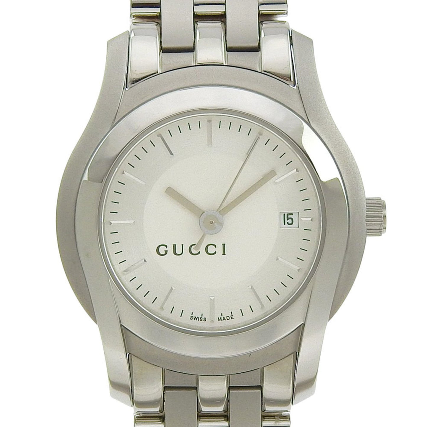 Gucci Date 5500L Silver Dial Stainless Steel Quartz Watch