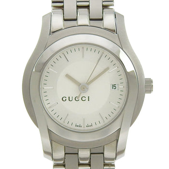 Gucci Date 5500L Silver Dial Stainless Steel Quartz Watch