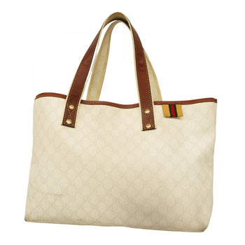 Gucci Gg Supreme Tote Bag 211134 White Brown Champagne