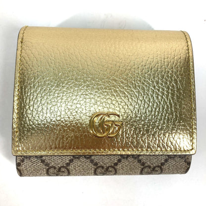 Gucci 598587 Compact Wallet Folded Wallet Gold Beige