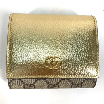 Gucci 598587 Compact Wallet Folded Wallet Gold Beige