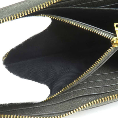 Saint Laurent Round Long Wallet In Khaki Brown And Gold Leather For Men Women