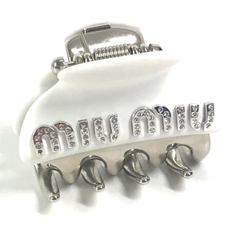 Miu Miu Logo Rhinestone Hair Clip Accessory Hairpin Metal