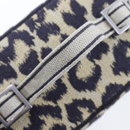 Christian Dior Vanity Handbag Shoulder Leopard Canvas Beige 2Way Double