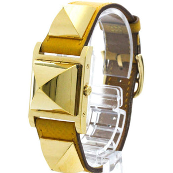 Hermes Medor Gold Plated Leather Quartz