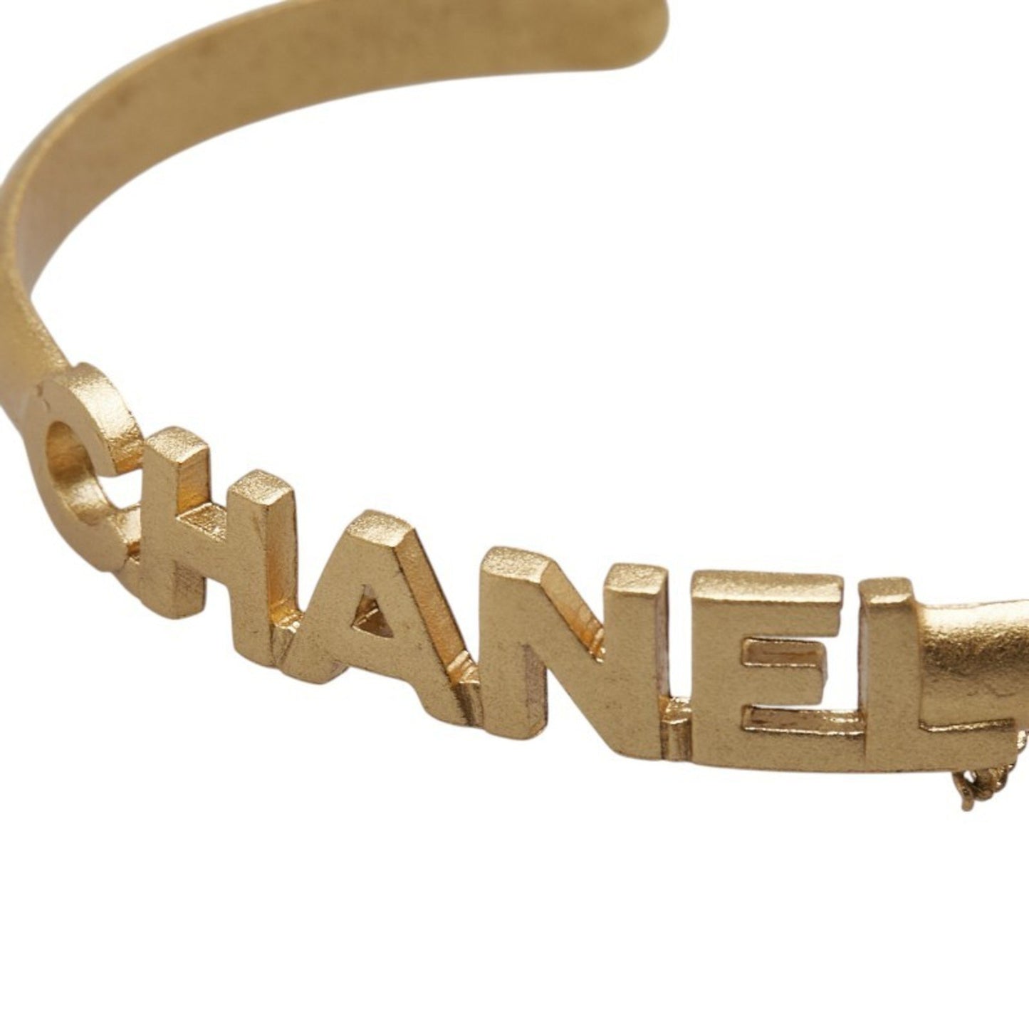 Chanel Coco Mark Logo Bangle Chain Ring Gold Plated Rhinestone
