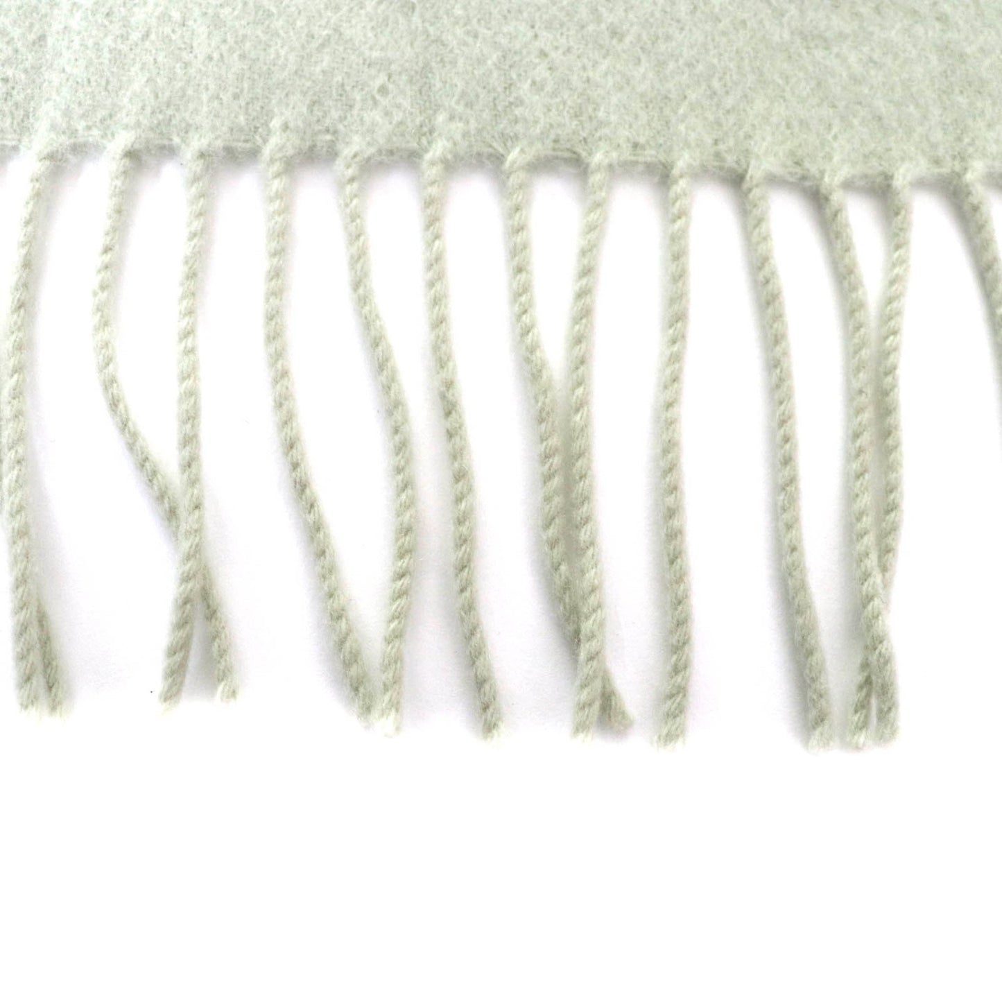 Hermes 100% Cashmere Stole/Shawl In Light Green With Embroidered Logo And Fringe