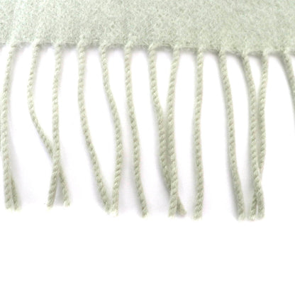 Hermes 100% Cashmere Stole/Shawl In Light Green With Embroidered Logo And Fringe