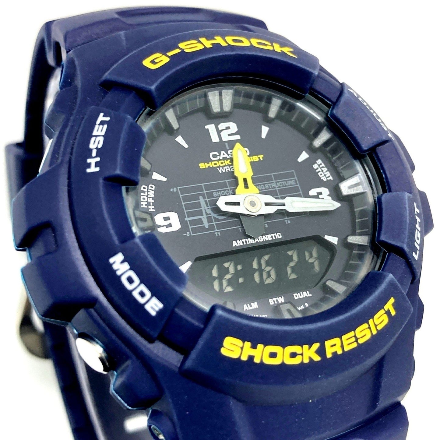 G-Shock Casio G-100-2Bm Navy Blue Watch With Shock Absorbing Curve