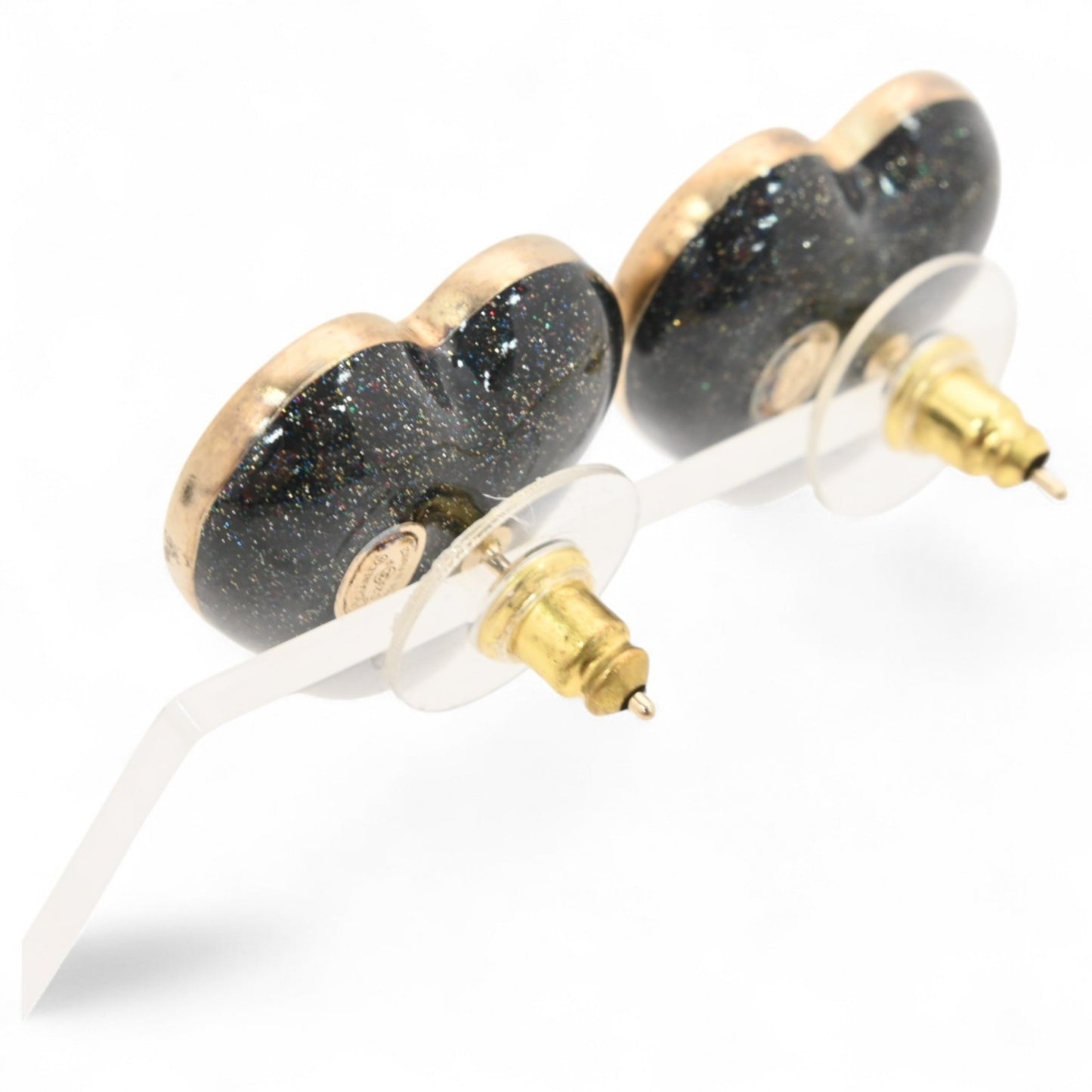 Chanel Coco Mark Earrings In Black Gold