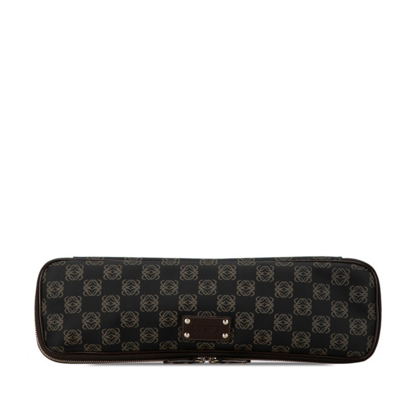 Loewe Anagram Clutch Bag Second Black Brown Pvc Leather