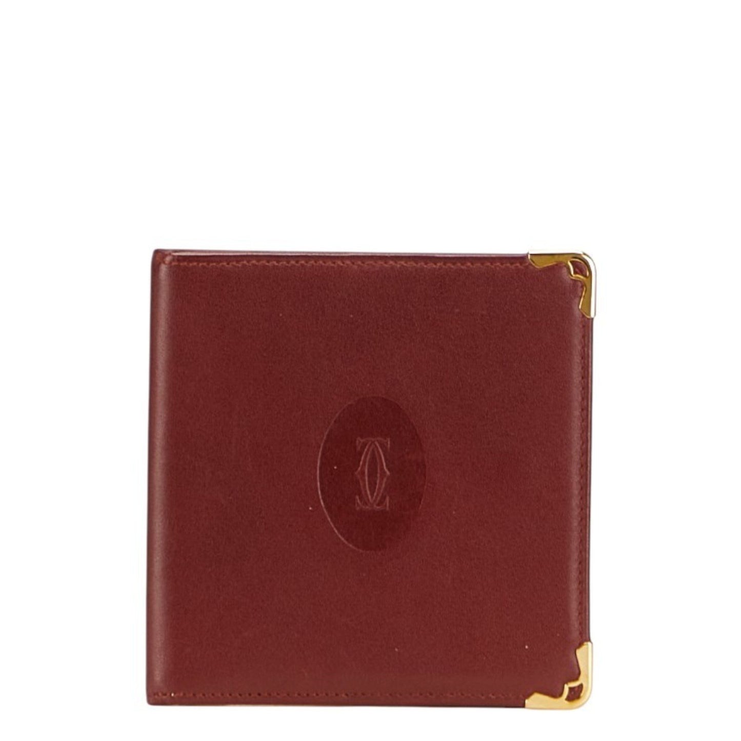 Cartier Must Line Bifold Wallet Wine Red Bordeaux Leather
