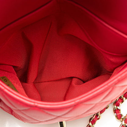 Chanel Coco Mark Matelasse Backpack A94417 Red Lambskin