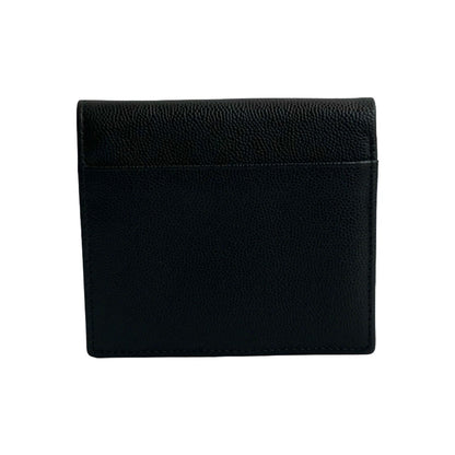 Christian Dior Logo Hardware Leather Genuine Bifold Mini Wallet Black 29110