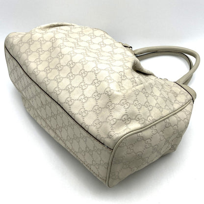 Gucci 211944 Tote Bag Handbag Guccissima Sukey Leather White Ivory