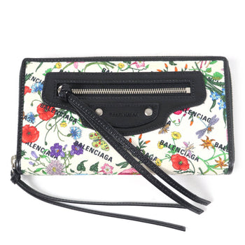 Gucci X Balenciaga 681710 Floral Round Zip Leather Long Wallet In Multicolor