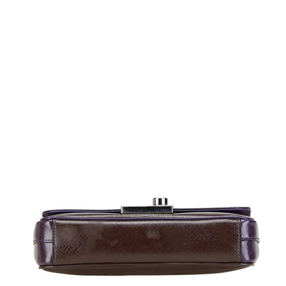 Prada Saffiano Chain Crossbody Shoulder Bag 1Bd147 Purple Enamel