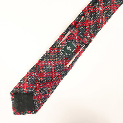 Gucci Gg Monogram Tartan Silk Red Check