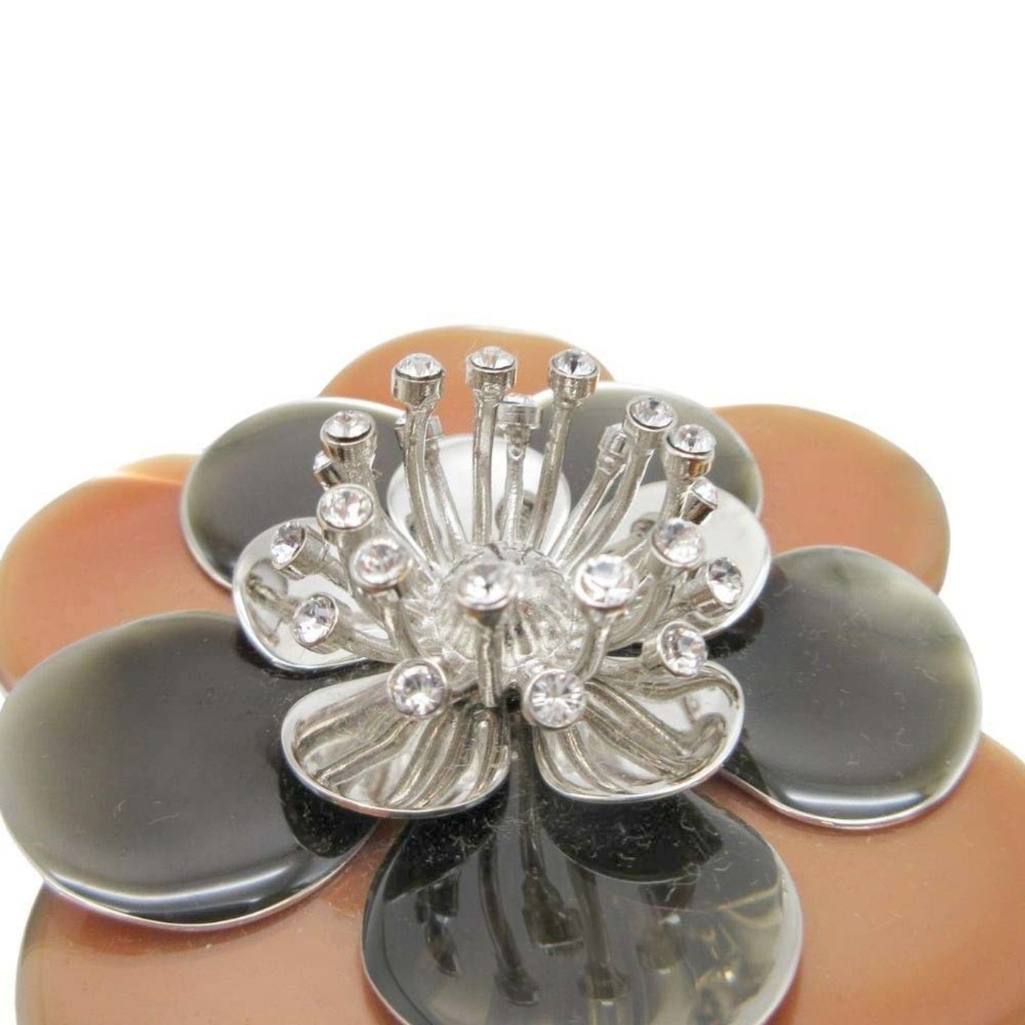 Miu Miu Miumiu 2Aff Cristal Flower Crystal Flower Brooch Corsage Accessory Brass Coral Silver