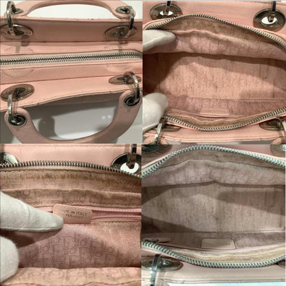 Christian Dior Lady Cannage Handbag In Pink Leather